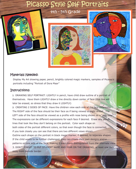 5 Picasso Style Self Portrait