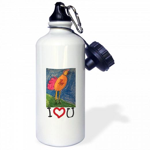 21oz Stainless Steel Water Bottle with 2 caps and 1 clip