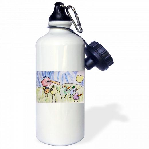 21oz Stainless Steel Water Bottle with 2 caps and 1 clip