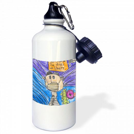 21oz Stainless Steel Water Bottle with 2 caps and 1 clip