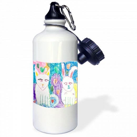 21oz Stainless Steel Water Bottle with 2 caps and 1 clip